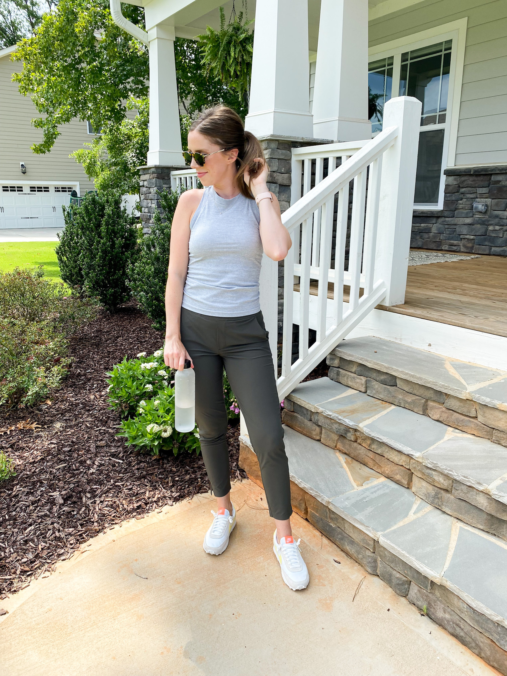 How to style the @athleta brooklyn ankle pant. Showing you four different  ways you can dress up or down this versatile pant. Which look i